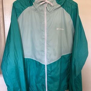 Columbia Teal and White Windbreaker Jacket